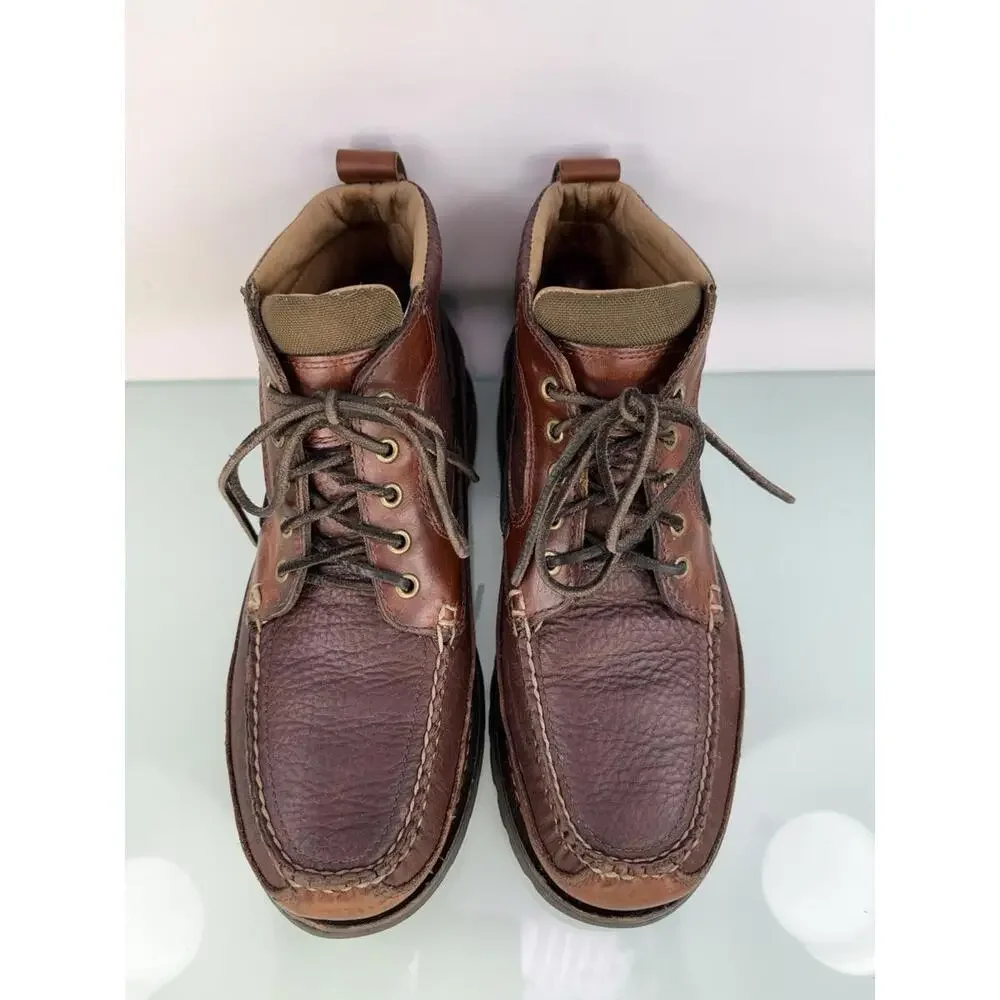 L.L.Bean Allagash Bison Brown Chukka Boots 10 EE Wide Handsewn Moc Toe Lug Sole
